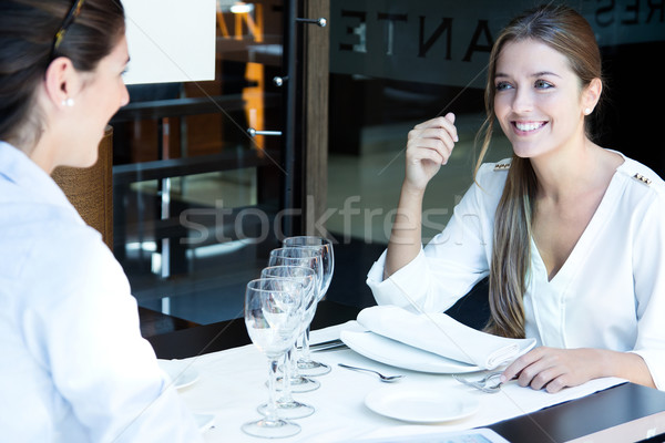 Two Smiling Business Women Have Dinner At Restaurant Stock Photo C Josep M Suria Nenetus 3788584 Stockfresh