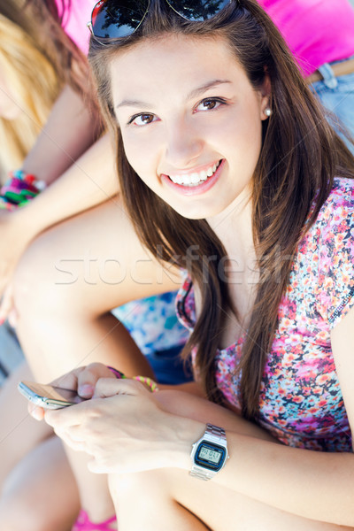 Foto stock: Bastante · jovem · retrato · menina