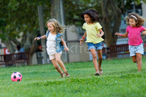 Group of childrens having fun in the park. Stock photo © nenetus