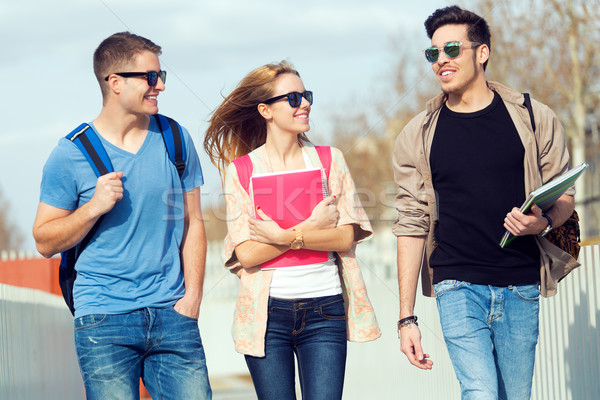 A group of friends talking in the street after class. Stock photo © nenetus
