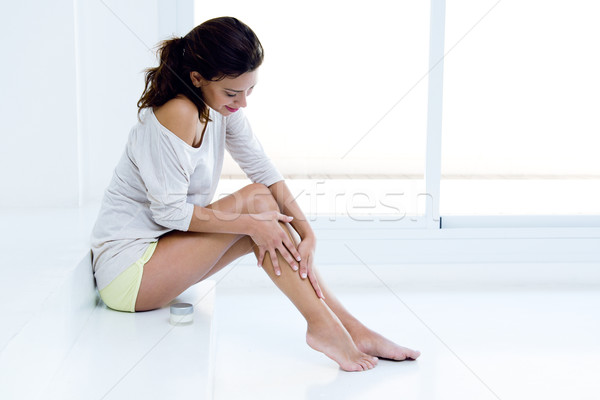 Foto stock: Mujer · crema · piernas · cuerpo · atención