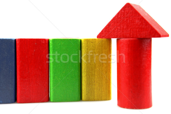 Foto stock: Blocos · de · construção · construção · criança · projeto · fundo