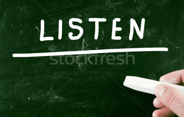 ストックフォト: 聞く · 通信 · 話 · 学ぶ · チャット · 会話