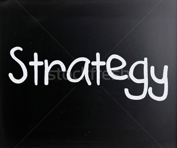 Stockfoto: Strategie · witte · krijt · Blackboard · business