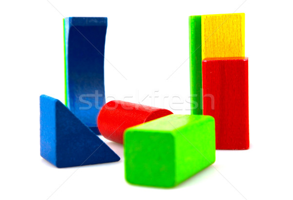 Bois blocs de construction isolé blanche fond vert [[stock_photo]] © nenovbrothers