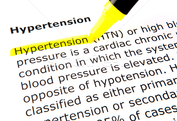 ストックフォト: 高血圧 · ペン · 文書 · 黄色 · マクロ · 文字