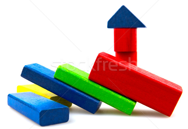 Bois blocs de construction isolé blanche fond vert [[stock_photo]] © nenovbrothers