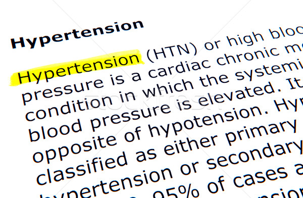 Hipertensión pluma documento amarillo macro texto Foto stock © nenovbrothers