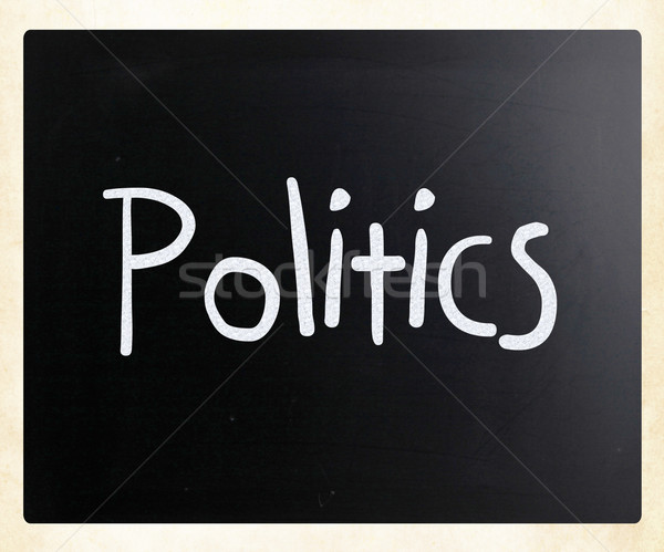 The word 'Politics' handwritten with white chalk on a blackboard Stock photo © nenovbrothers
