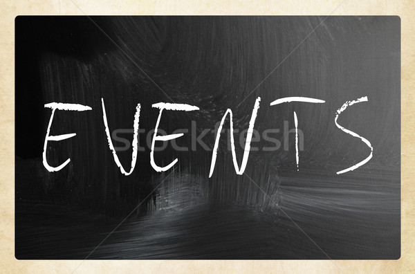 'Events' handwritten with white chalk on a blackboard Stock photo © nenovbrothers