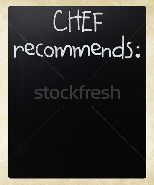 Foto stock: Chef · branco · giz · lousa · restaurante