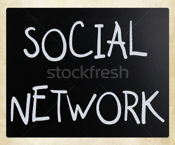 The word 'Social network' handwritten with white chalk on a blac Stock photo © nenovbrothers
