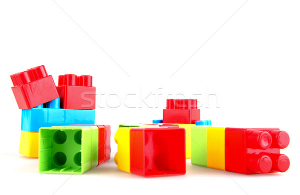 Plástico blocos de construção branco fundo caixa verde Foto stock © nenovbrothers