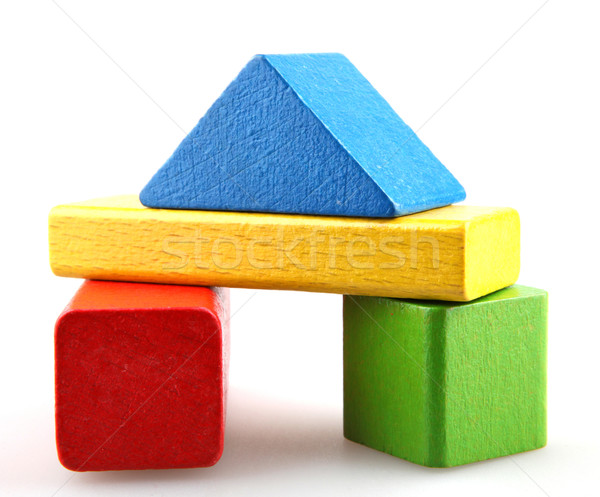 Bois blocs de construction bois construction fond vert [[stock_photo]] © nenovbrothers