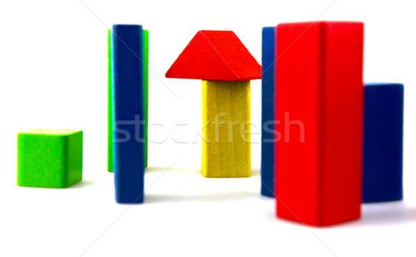 Bois blocs de construction isolé blanche fond vert [[stock_photo]] © nenovbrothers