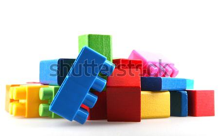 Plastique blocs de construction fond boîte vert bleu [[stock_photo]] © nenovbrothers