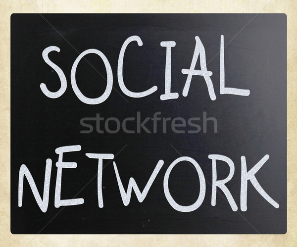 The word 'Social network' handwritten with white chalk on a blac Stock photo © nenovbrothers