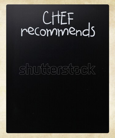 Foto d'archivio: Chef · manoscritto · bianco · gesso · lavagna · ristorante