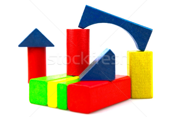 Bois blocs de construction isolé blanche fond vert [[stock_photo]] © nenovbrothers