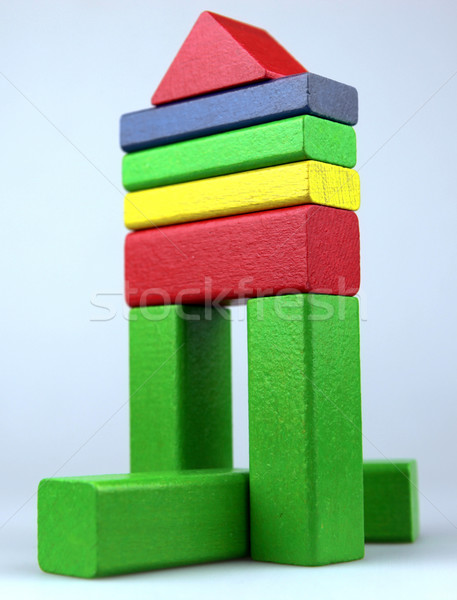 Bois blocs de construction construction enfant design bleu [[stock_photo]] © nenovbrothers