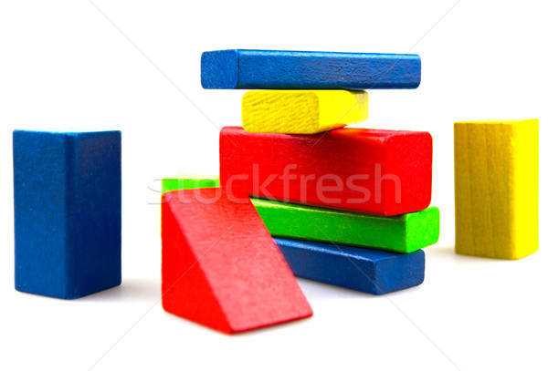 Bois blocs de construction isolé blanche fond vert [[stock_photo]] © nenovbrothers