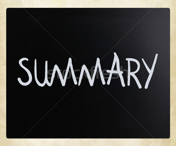 'Summary' handwritten with white chalk on a blackboard Stock photo © nenovbrothers