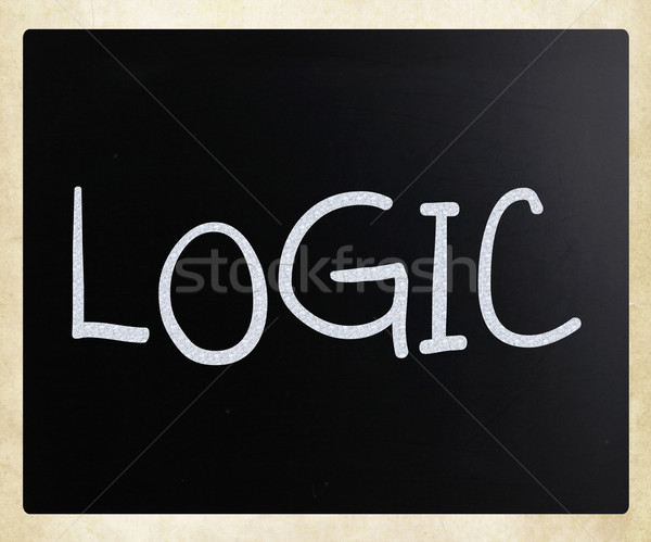 Logica witte krijt Blackboard hout Stockfoto © nenovbrothers
