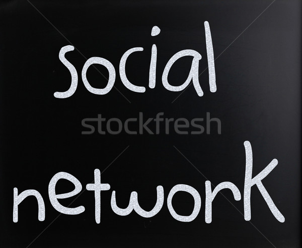 The word 'Social network' handwritten with white chalk on a blac Stock photo © nenovbrothers