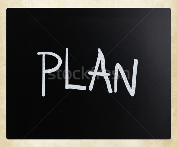 ストックフォト: 計画 · 白 · チョーク · 黒板 · ビジネス