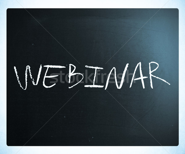 The word 'Webinar' handwritten with white chalk on a blackboard Stock photo © nenovbrothers