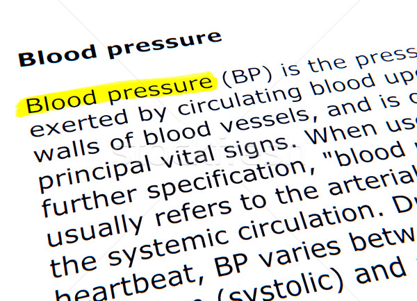 Presión arterial pluma sangre documento amarillo macro Foto stock © nenovbrothers