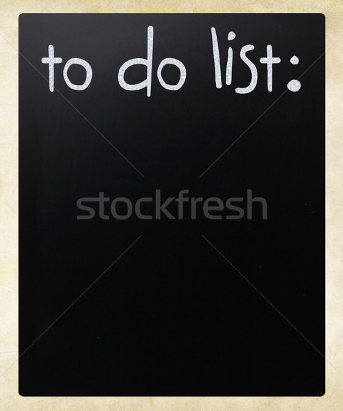 ストックフォト: リストを行うには · 白 · チョーク · 黒板 · ビジネス