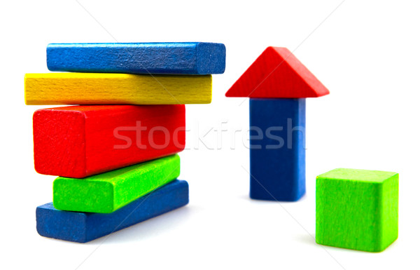 Bois blocs de construction isolé blanche fond vert [[stock_photo]] © nenovbrothers