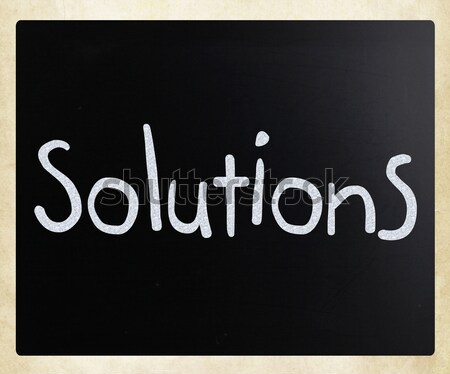 Foto stock: Soluciones · blanco · tiza · pizarra · signo