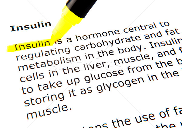 Stock foto: Insulin · Stift · Dokument · gelb · Makro · Text