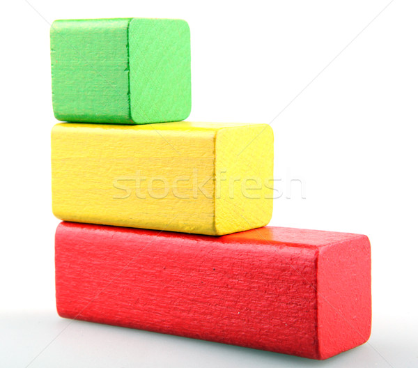 Bois blocs de construction bois construction fond vert [[stock_photo]] © nenovbrothers