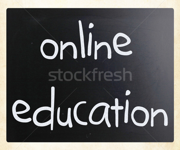 Stockfoto: Online · onderwijs · witte · krijt · Blackboard
