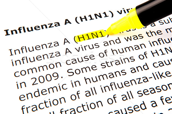 Gripe h1n1 vírus caneta documento amarelo Foto stock © nenovbrothers