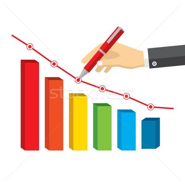 手 赤 ペン 図面 負 成長 ストックフォト © Neokryuger