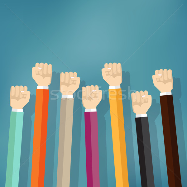 Group of fists raised in air. Stock photo © Neokryuger