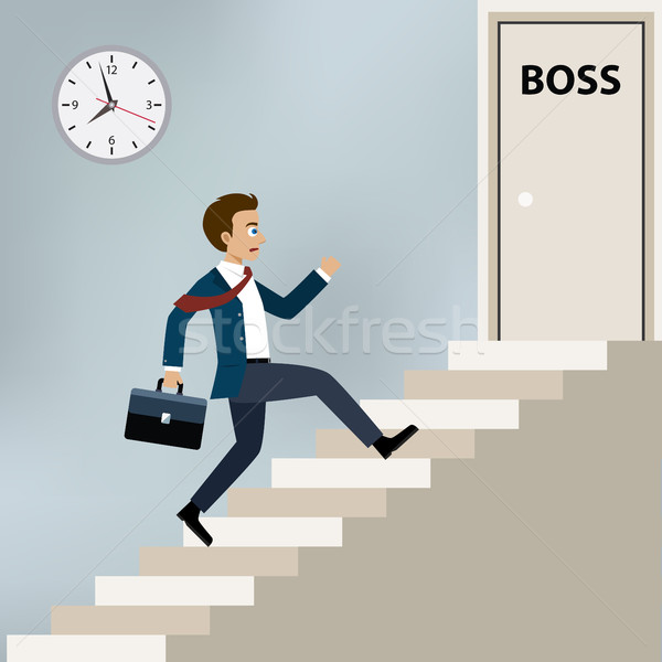 Stock photo: Businessman running to boss office.