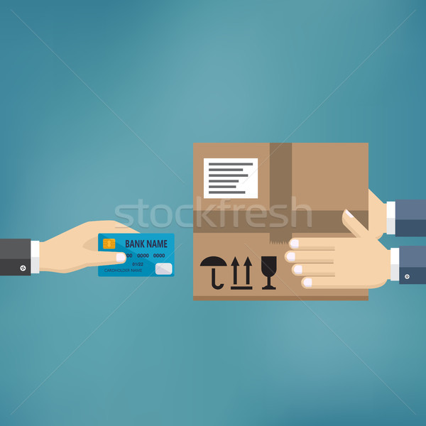 Hand hold credit card and pay for the package. Stock photo © Neokryuger