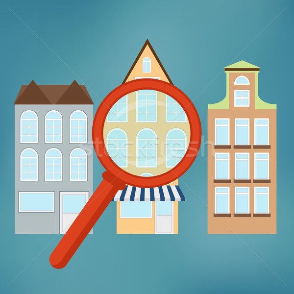 Real-estate concept with magnifying glass. Stock photo © Neokryuger