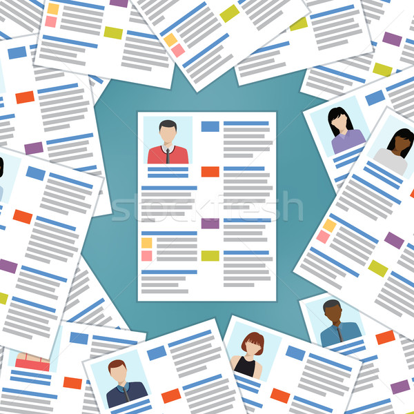 Group of resumes with one in the center. Stock photo © Neokryuger