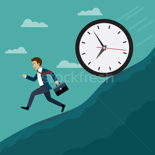Businessmen run away from the big clock. Stock photo © Neokryuger