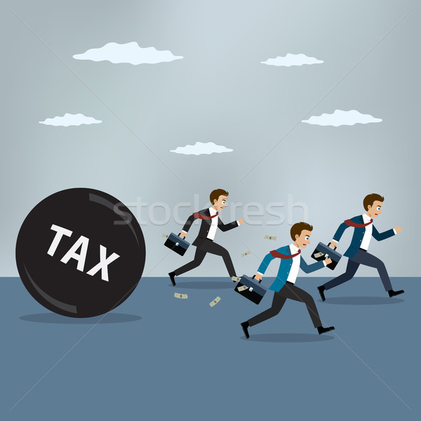 Businessmen run away from heavy tax. Stock photo © Neokryuger