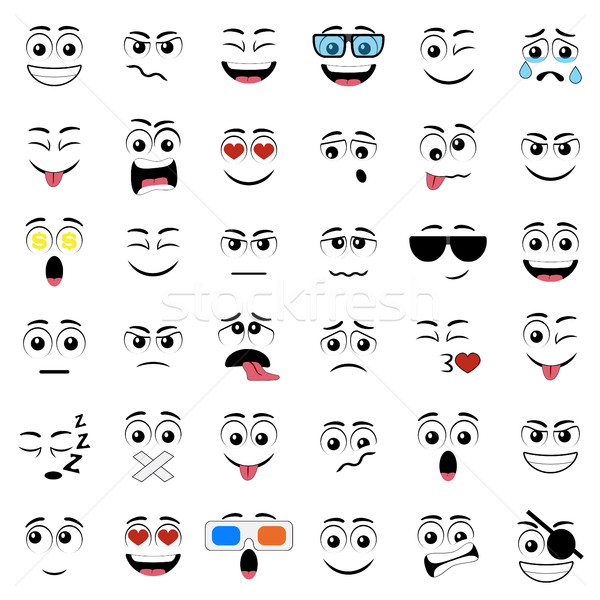 Abstract flat style emoticon icon set. Stock photo © Neokryuger