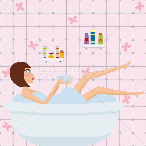 美麗的姑娘 浴室 年輕 自在 浴 女子 商業照片 © Neokryuger