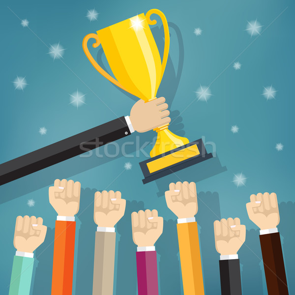 [[stock_photo]]: Affaires · équipes · champion · or · trophée