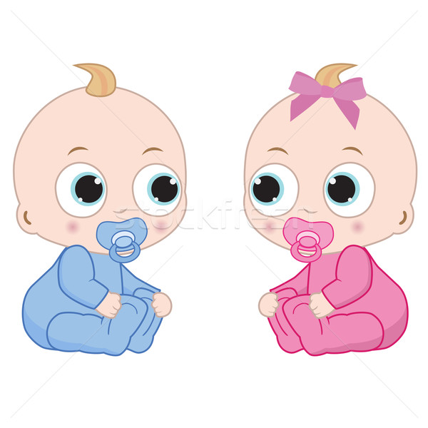 小 男孩 小女孩 二 嬰兒 坐在 商業照片 © Neokryuger